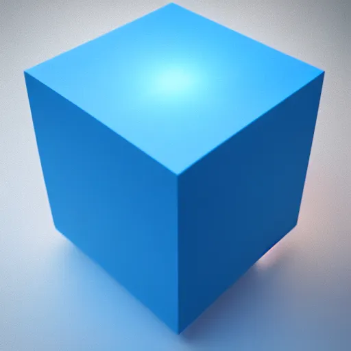 Image similar to single blue cube, studio light, octane render