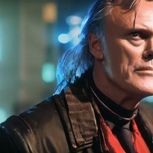 Image similar to Anthony Head as Cyberpunk Uther