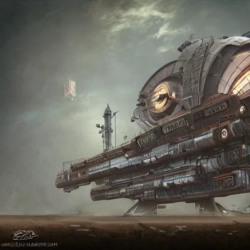 Image similar to dieselpunk mothership, digital art, hd, 4k by David Michalczyk