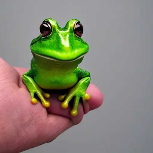 Image similar to anthropomorphic frog wearing crown, photo, 5 5 mm