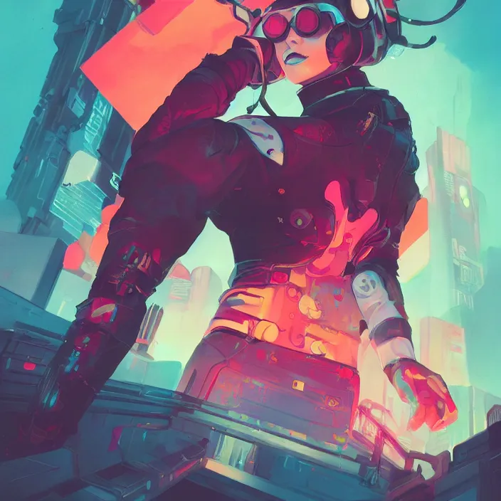 Image similar to a colorful comic noir illustration painting of a cyberpunk girl by sachin teng and sam yang!! and artgerm!! and pascal blanche, lois van baarle and ross tran!!. in style of digital art, symmetry, sci fi, hyper detailed. octane render. trending on artstation