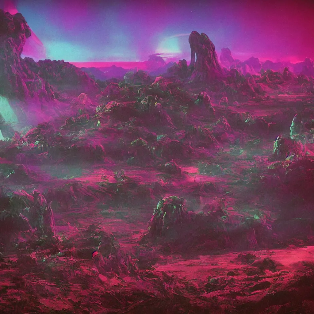 Image similar to 80s landscape photo, ET, goonies, retrowave, synthwave