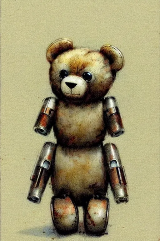 Image similar to ( ( ( ( ( 1 9 5 0 s retro science fiction cute robot teddy bear. muted colors. ) ) ) ) ) by jean - baptiste monge!!!!!!!!!!!!!!!!!!!!!!!!!!!!!!