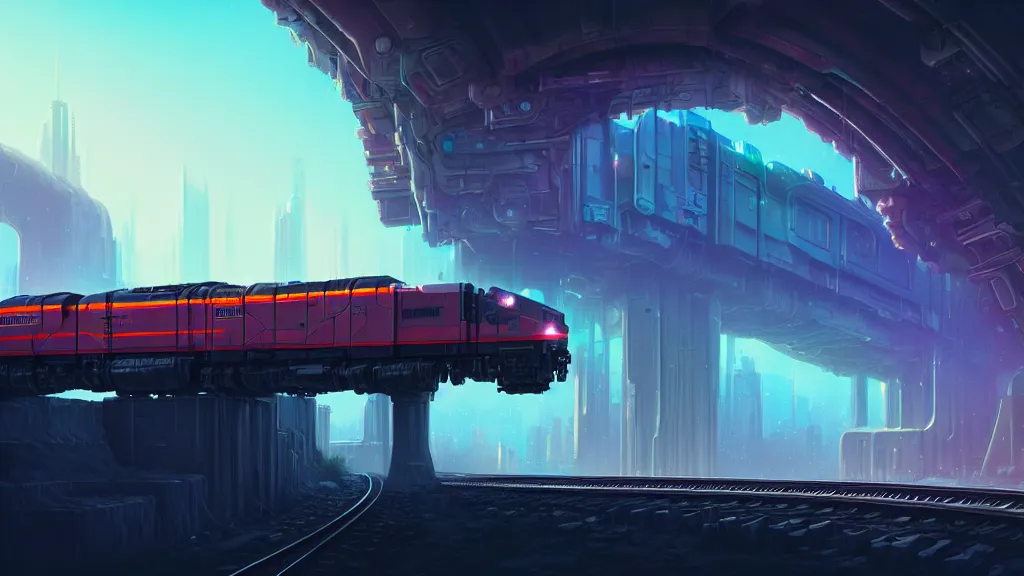cyberpunk on railroad through beautiful Stable Diffusion OpenArt