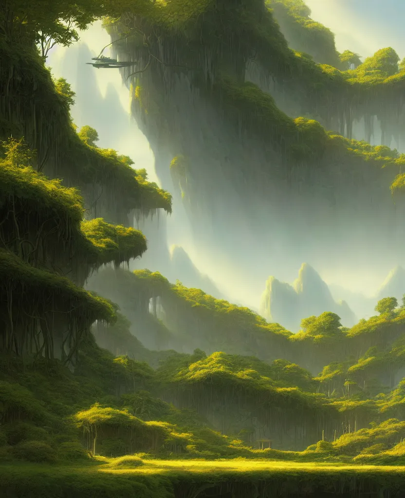 Prompt: reclaimed by nature by ralph mcquarrie, wallpaper, highly detailed, trending on artstation.