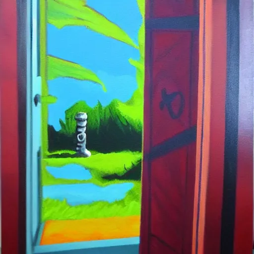 Prompt: just finished this acrylic painting. my best work yet i think : ) i call it'enter at your own risk'