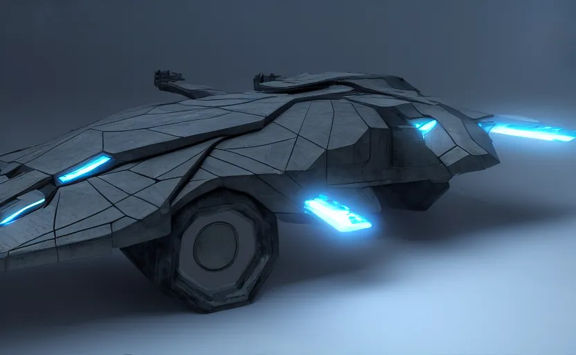 Image similar to an armored futuristic sci fi vehicle, unreal engine, cinematic lighting