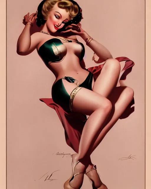 Prompt: character concept art of a beautiful pinup girl, realistic fine details, alberto vargas, jim silke, rolf armstrong, gil elvgren, jean gabriel domergue, trending on artstation