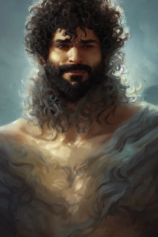 Prompt: a curly - haired persian guy god of the cognition, highly detailed, d & d, fantasy, highly detailed, digital painting, trending on artstation, concept art, sharp focus, illustration, art by artgerm and greg rutkowski and magali villeneuve