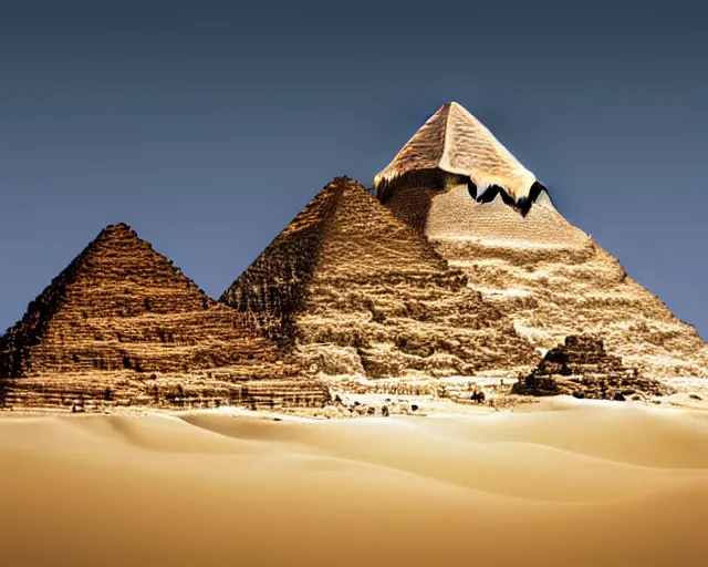 Image similar to pyramids of egypt, octane render, cgsociety, high detailed, 8 k, cinematic composition, detailed shading