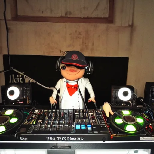 Prompt: toad on the dj decks