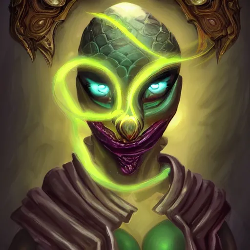 Prompt: snake-face lady, snake-face lady, snake-face lady, epic fantasy digital art, fantasy style art, fantasy hearthstone art style