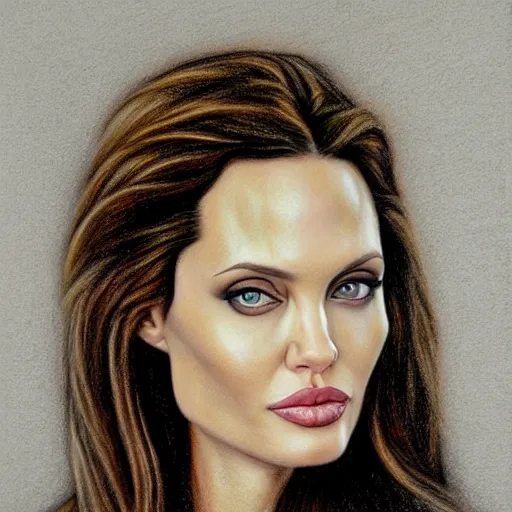 Image similar to pastel drawing of angelina jolie, portrait