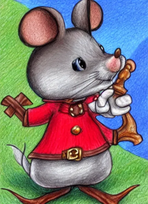 Image similar to detailed colored pencil drawing of a cute anthropomorphic mouse as a pirate