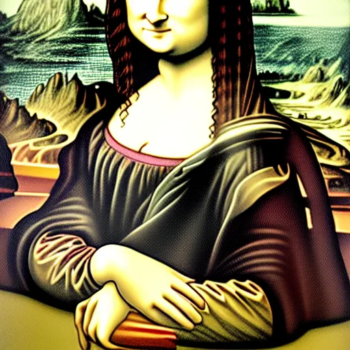 Prompt: the Mona Lisa painted by Lichtenstein