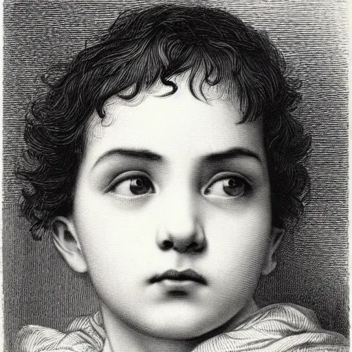 Prompt: extreme close-up, black and white, portrait of a young Drake, marie laforet, Gustave Dore lithography