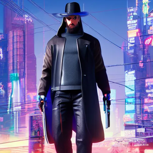 Image similar to cybernetic Amish man. Cyberpunk 2077. CP2077. 3840 x 2160