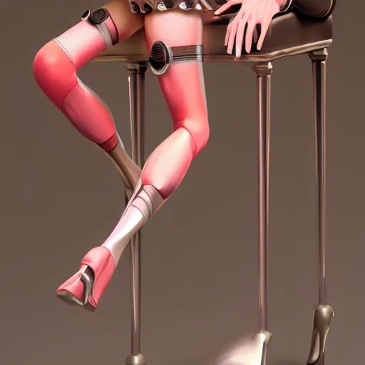 Image similar to flirty gorgeous sleepy gynoid showing off her legs, hyperrealistic, octane, filmatic, highly detailed,