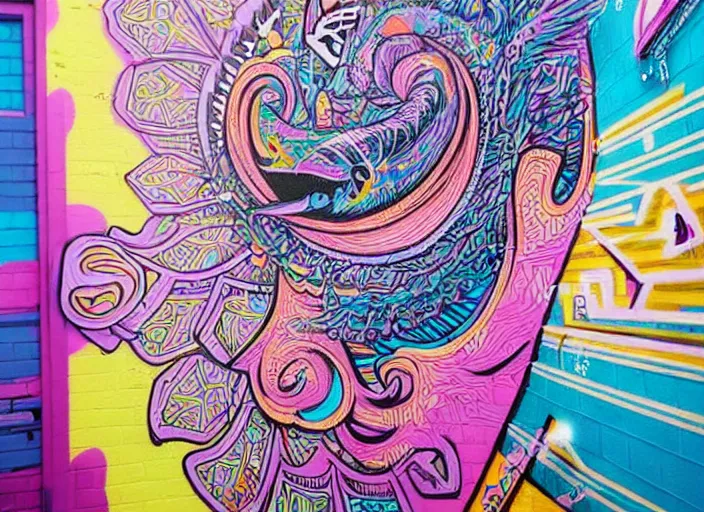 Prompt: epic graffiti art, intricate detail, vivid pastel colors, illustration design