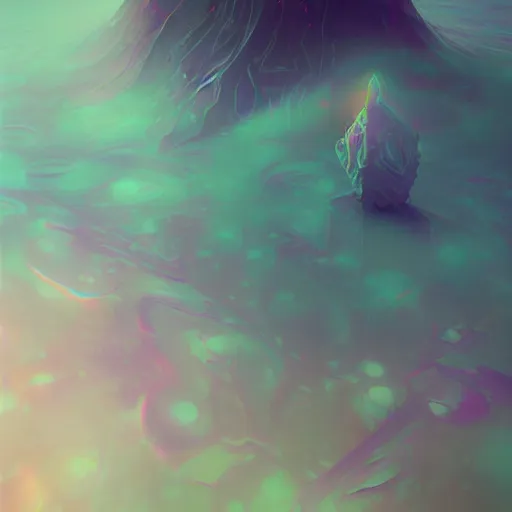 Image similar to long Shot of psychedelic misty chromatic astral temple , stylish, lsd, soft, trending on artstation, cinematic, artwork by WLOP