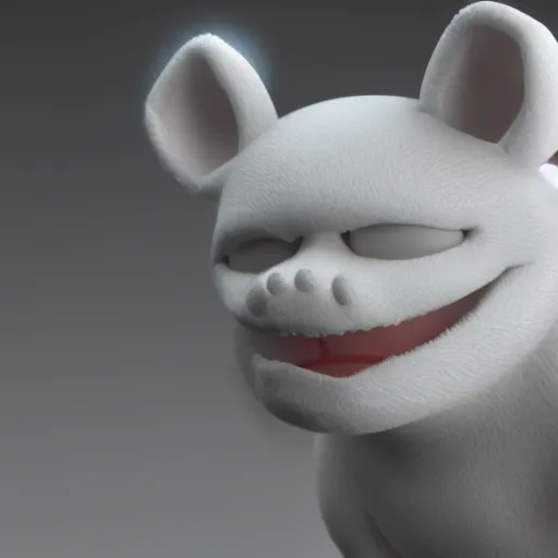 Image similar to a close up of a toy animal on a white surface, a 3 d render by puru, polycount contest winner, furry art, rendered in maya, physically based rendering, made of rubber