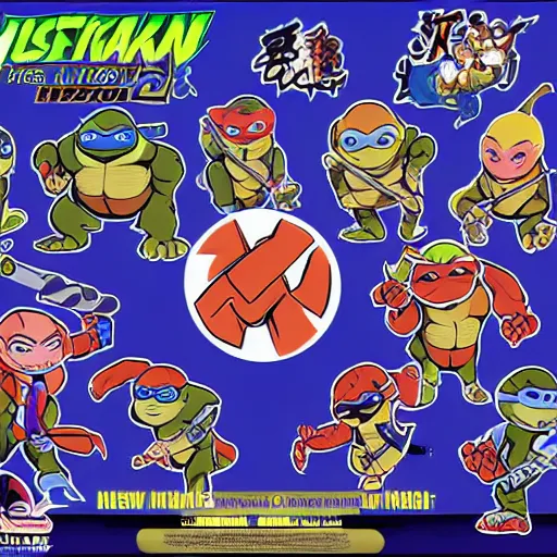 Image similar to new character sheets of new yokai characters in the style of and for the 2018 rise of the teenage mutant ninja turtles reboot on nickelodeon by the lead artist Andy suriano