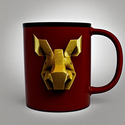 Image similar to a mug with shape of a rhino head, high quality product photography, behance