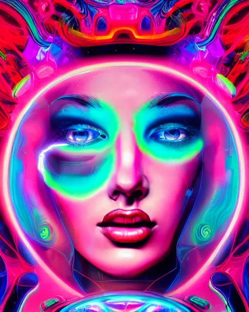 Image similar to a powerful energy psychedelic neon woman, by alexander fedosav, hyper detailed digital matte painting, concept art, hyperrealism, 1 6 k resolution, cinema 4 d, 8 k resolution, trending on artstation, behance hd, a masterpiece, by stephan martiniere, particles, cel - shaded, power bright neon energy, by david a. hardy,