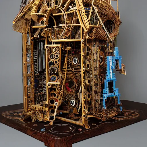 Prompt: time machine designed by da vinci made of tinkertoys