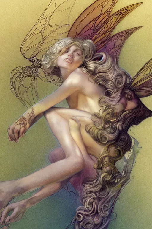 Image similar to a faerie, golden ratio, detailed, rainbowshift, by jean - baptiste monge and maxfield parrish and artgerm