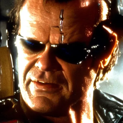 Prompt: VFX movie where Jack Nicholson plays the Terminator by Emmanuel Lubezki