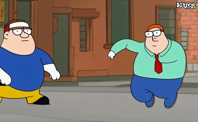 Image similar to peter griffin getting kicked in the face, animation, sharp, smooth