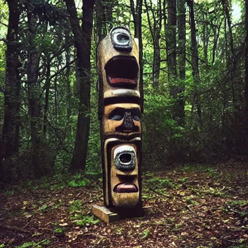 Image similar to check out this freaky totem i found in the woods. does anyone know what it is? 👀