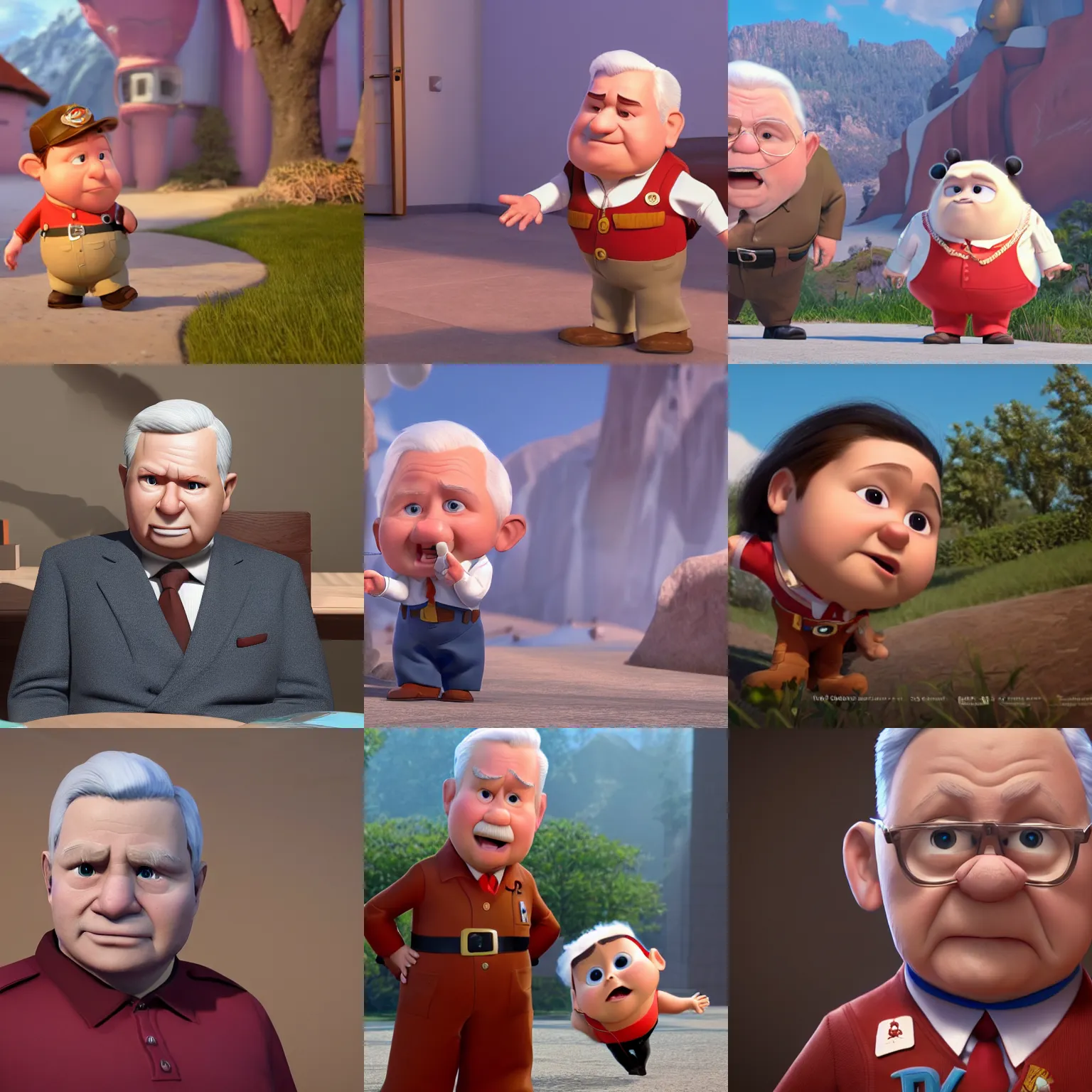 Prompt: poland lech kaczynski as a pixar disney character from up ( 2 0 0 9 ), unreal engine, octane render, 3 d render, photorealistic