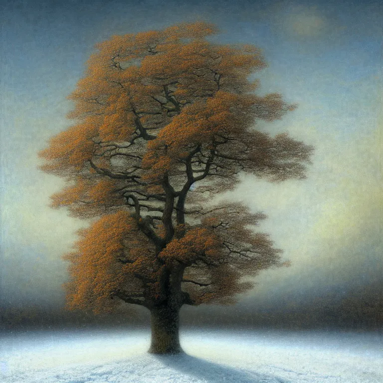 Prompt: a beautiful digital painting of a tree! of immense size, with branches! reaching the sky, by odd nerdrum and gu hongzhong. 8 k high resolution. highly detailed. 8 k resolution. vivid color hues, winter, snow, day, sun