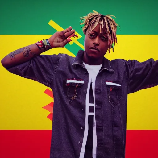 Image similar to juice wrld holding up a germany flagdigital art 4 k the detailed super realistic