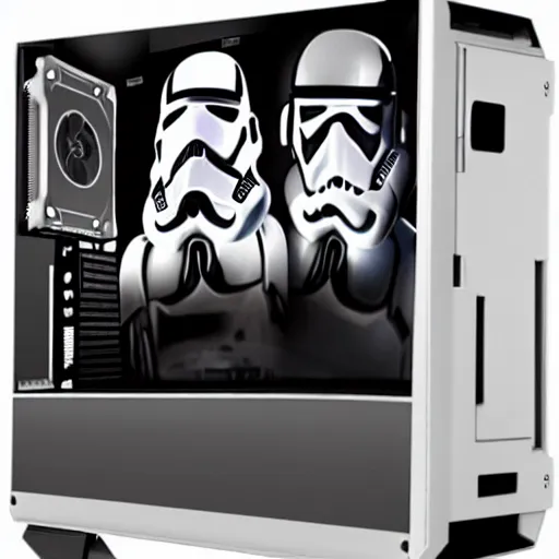 Image similar to stormtrooper gaming on a pc