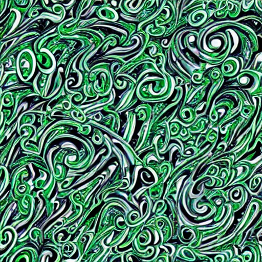 Image similar to green chrome swirling patterns