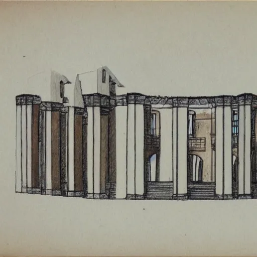 Prompt: architects sketch of the Roman collesium