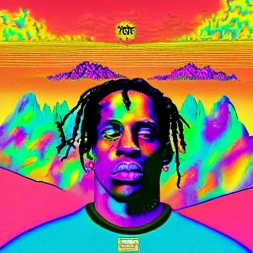 Prompt: travis scott's astroworld album cover with a psychedelic twist