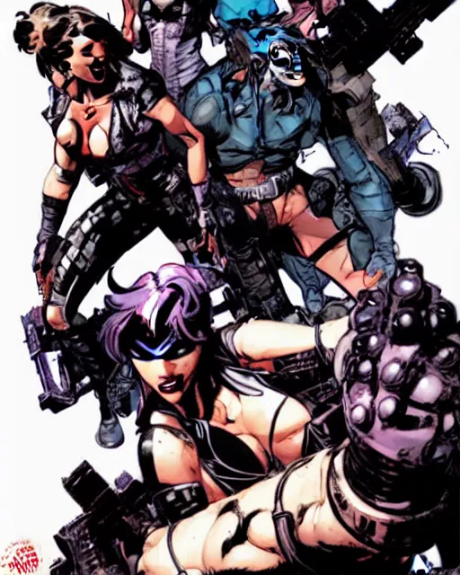 Image similar to style of yoji shinkawa, rafael albuquerque : : gorgeous domino marvel comics x - force : : magic lighting, low spacial lighting : :