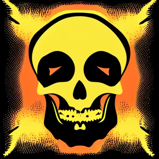 Prompt: vector art icon of a flaming skull