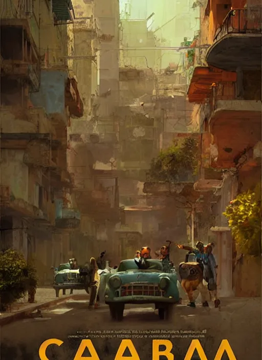 Prompt: poster for an animation film called cuba, 8 k, hd, art by craig mullins