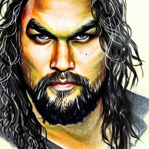 Prompt: a sketch of Jason Momoa\'s face