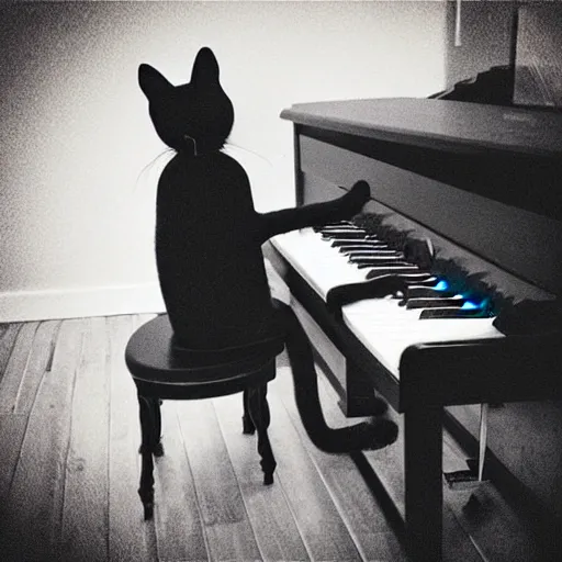 Prompt: “ cat sitting on piano ”