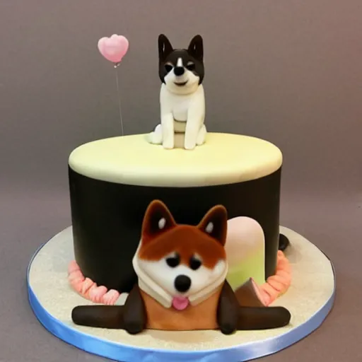 Prompt: a shiba inu as a birthday cake