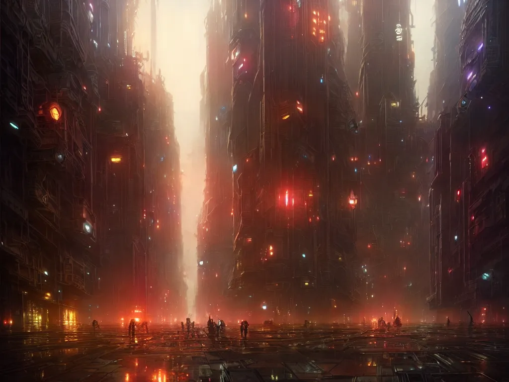 Image similar to cybercity by night street view, fantasy, ultra realistic, concept art, highly detailed by greg rutkowski, gaston bussiere, craig mullins, simon bisley, eddie mendoza