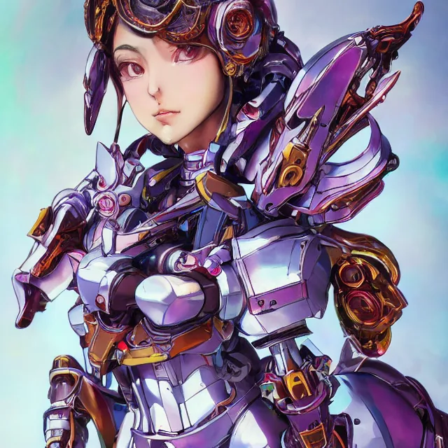 Image similar to studio portrait of lawful good colorful female holy mecha paladin absurdly beautiful, elegant, young sensual anime girl, ultrafine hyperrealistic detailed face illustration by kim jung gi, irakli nadar, intricate linework, sharp focus, bright colors, matte, octopath traveler, final fantasy, unreal engine highly rendered, global illumination, radiant light, intricate environment