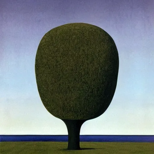 Image similar to A Surreal Landscape by Charles Addams and René Magritte