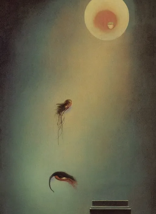 Prompt: strange eerie birds find and eat snakes on the face of jupiter and venus, edward hopper and james gilleard, zdzislaw beksinski, mark ryden, wolfgang lettl highly detailed, hints of yayoi kasuma, odilon redon. drexler